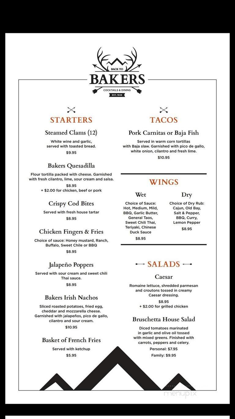 Back To Bakers - Barryville, NY menu_pic