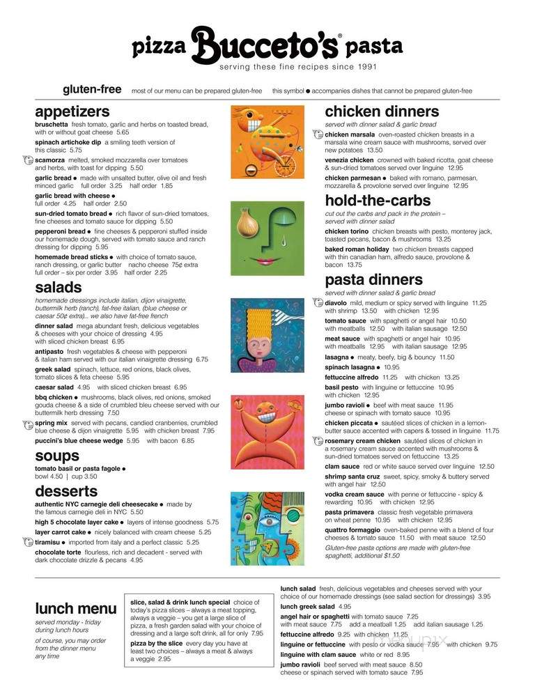 Bucceto's Pizza & Pasta - Columbus, IN menu_pic