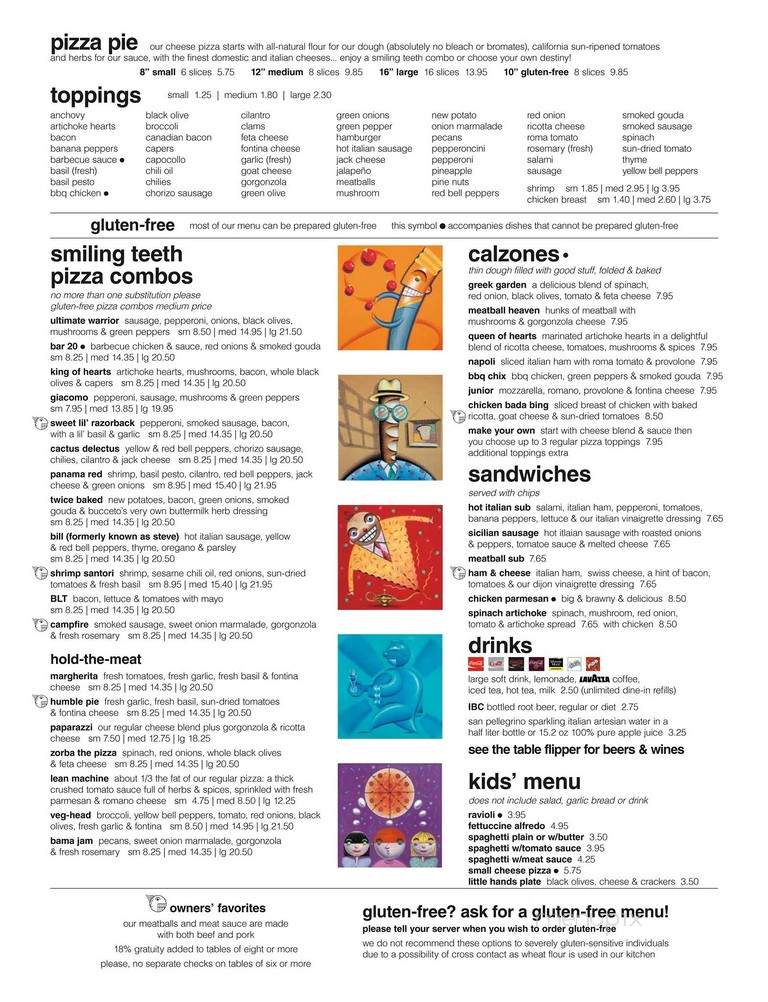 Bucceto's Pizza & Pasta - Columbus, IN menu_pic