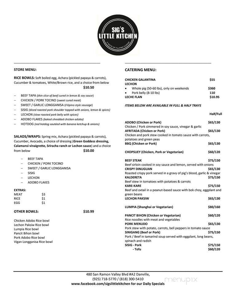 Sig's Little Kitchen - Danville, CA menu_pic
