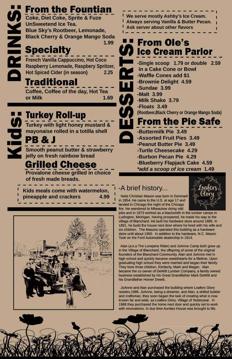 Loafers Glory - Blanchard, MI menu_pic