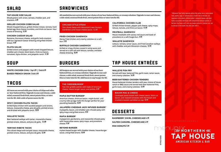 Northern Tap House - Eau Claire, WI menu_pic