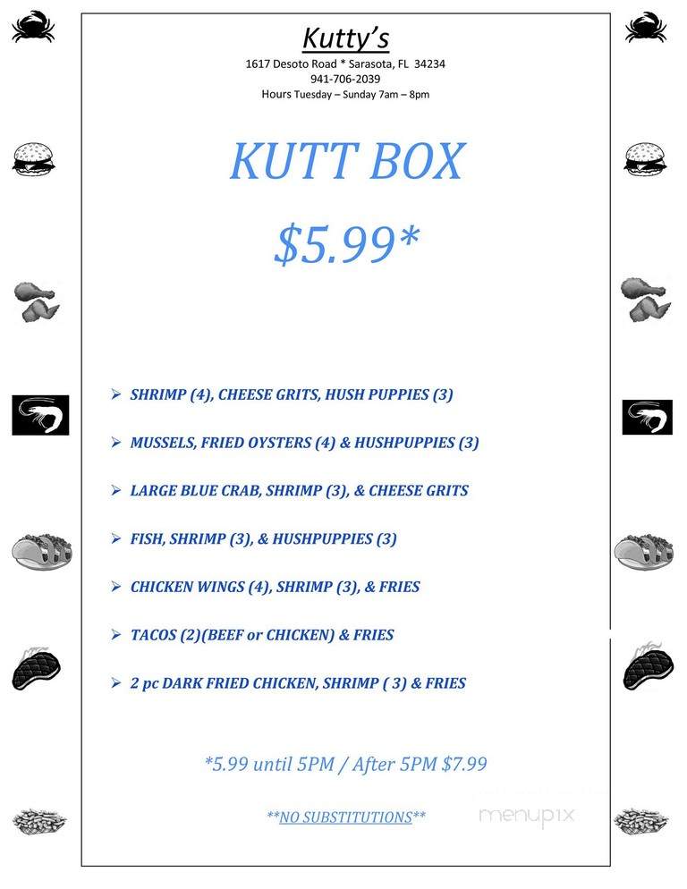 Kutty's Restaurant - Sarasota, FL menu_pic