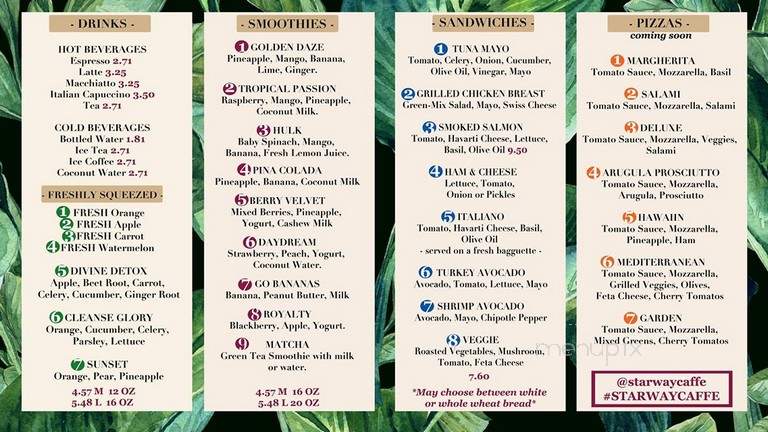 Starway Caffe - Los Angeles, CA menu_pic