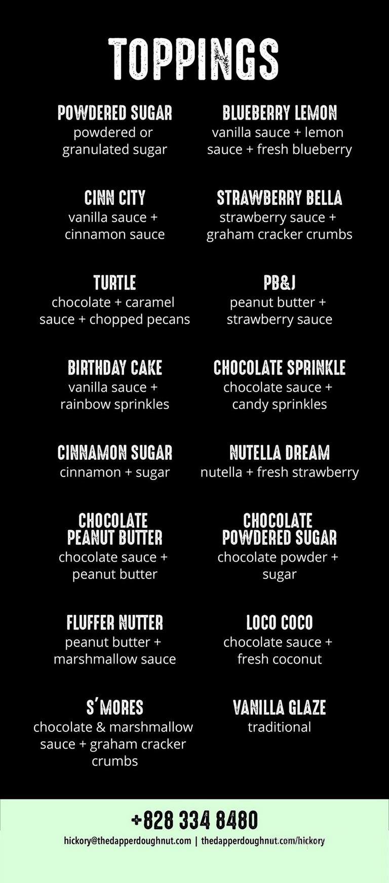 The Dapper Doughnut - Morganton, NC menu_pic