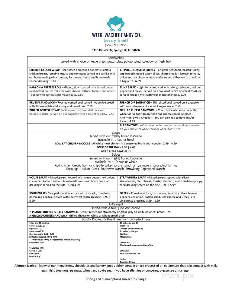 Weeki Wachee Candy - Spring Hill, FL menu_pic