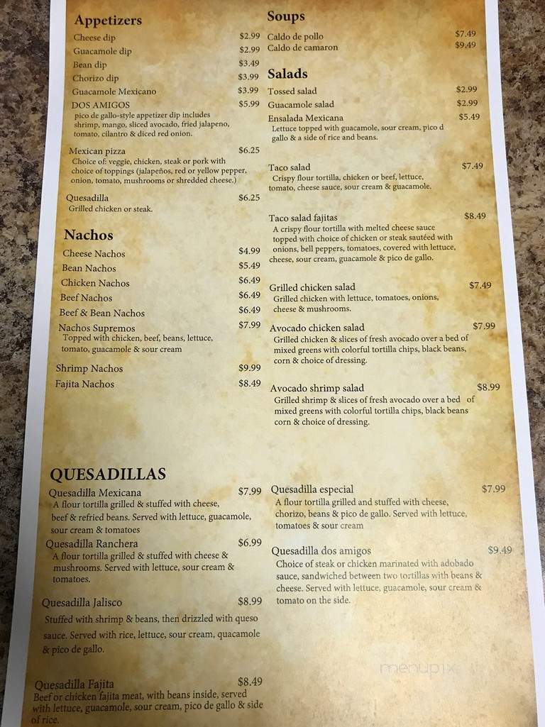 Dos Amigos - Sterling, KS menu_pic