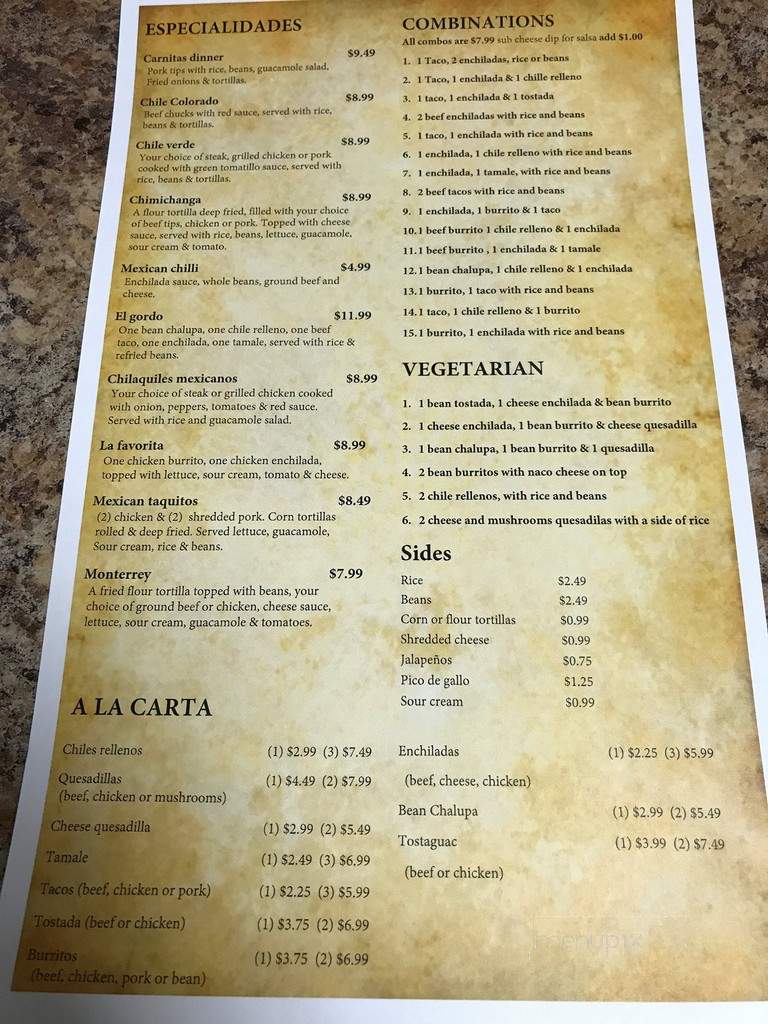 Dos Amigos - Sterling, KS menu_pic