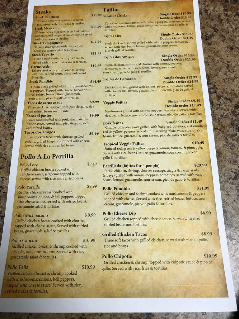 Dos Amigos - Sterling, KS menu_pic