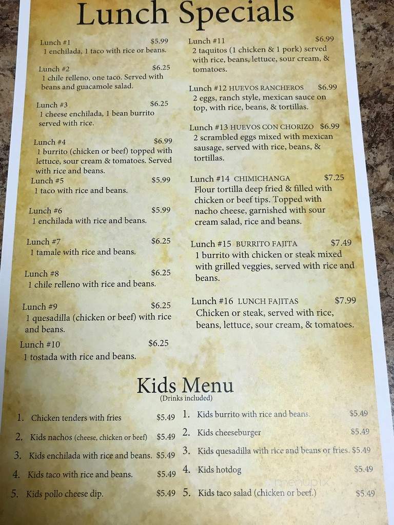 Dos Amigos - Sterling, KS menu_pic