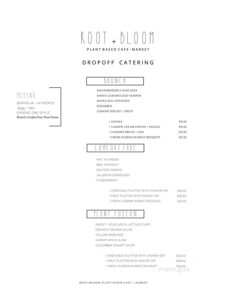 Root & Bloom Cafe - Buffalo, NY menu_pic