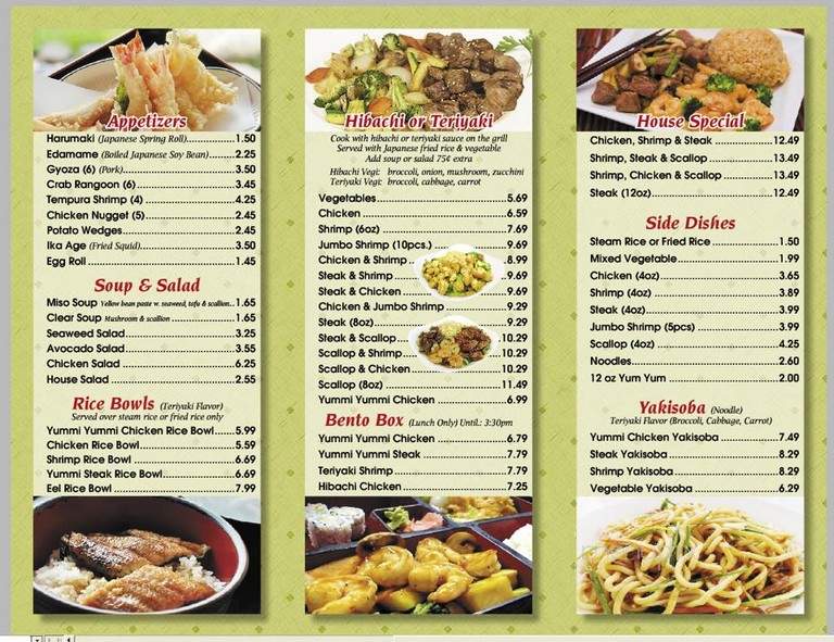 Yummi Japan - Beckley, WV menu_pic