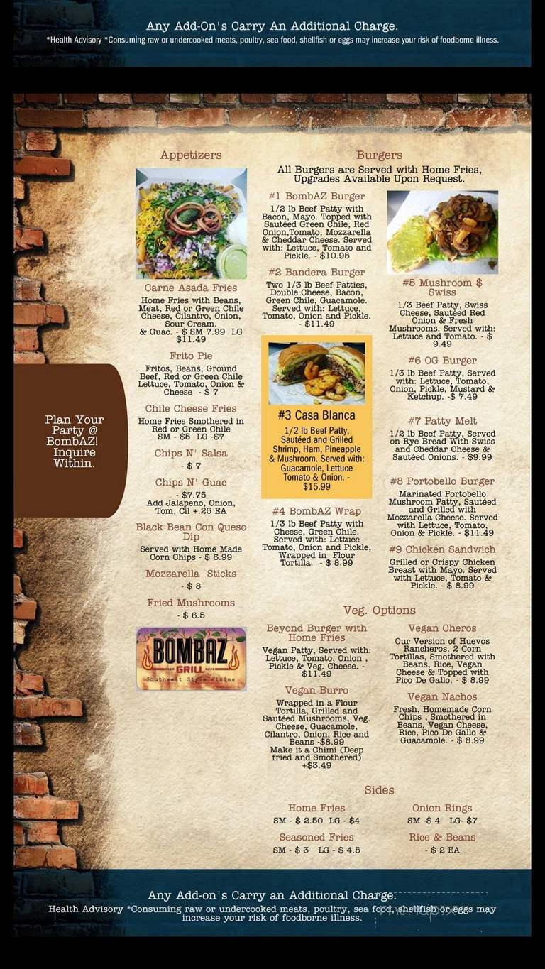 BombAZ Grill - Cottonwood, AZ menu_pic