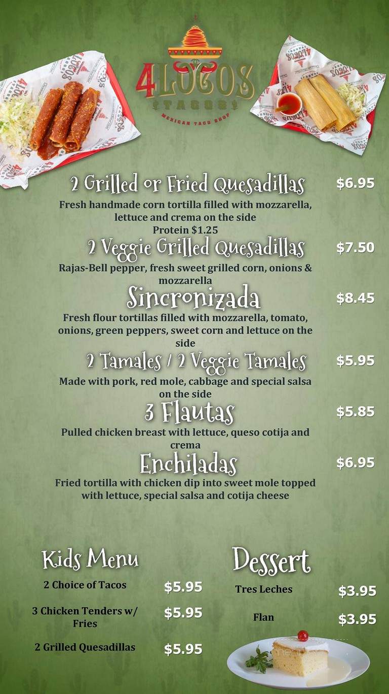 4 Locos Tacos - Winter Garden, FL menu_pic