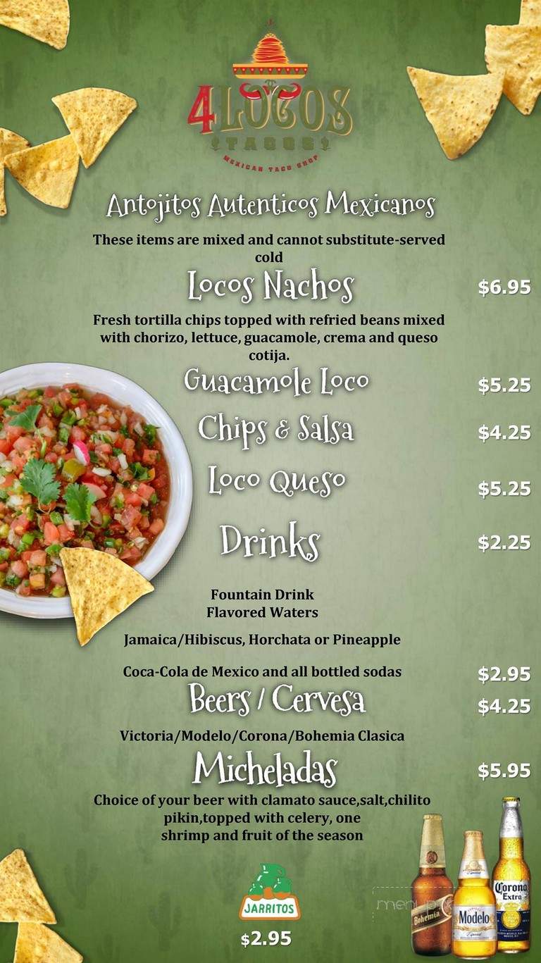 4 Locos Tacos - Winter Garden, FL menu_pic