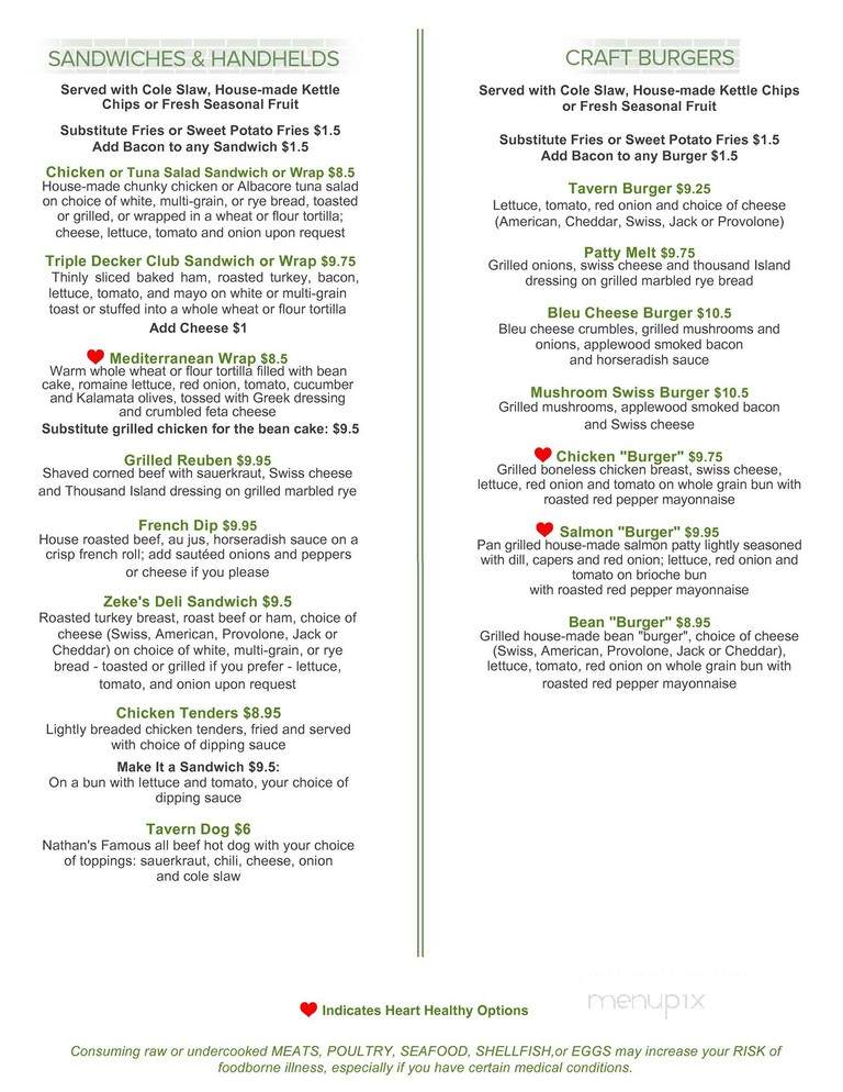 Zeke's Greenside Tavern - Etowah, NC menu_pic