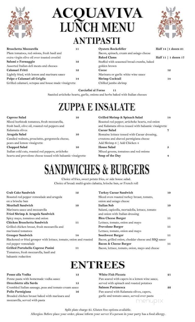 Acquaviva Ristorante Batavia - Batavia, IL menu_pic