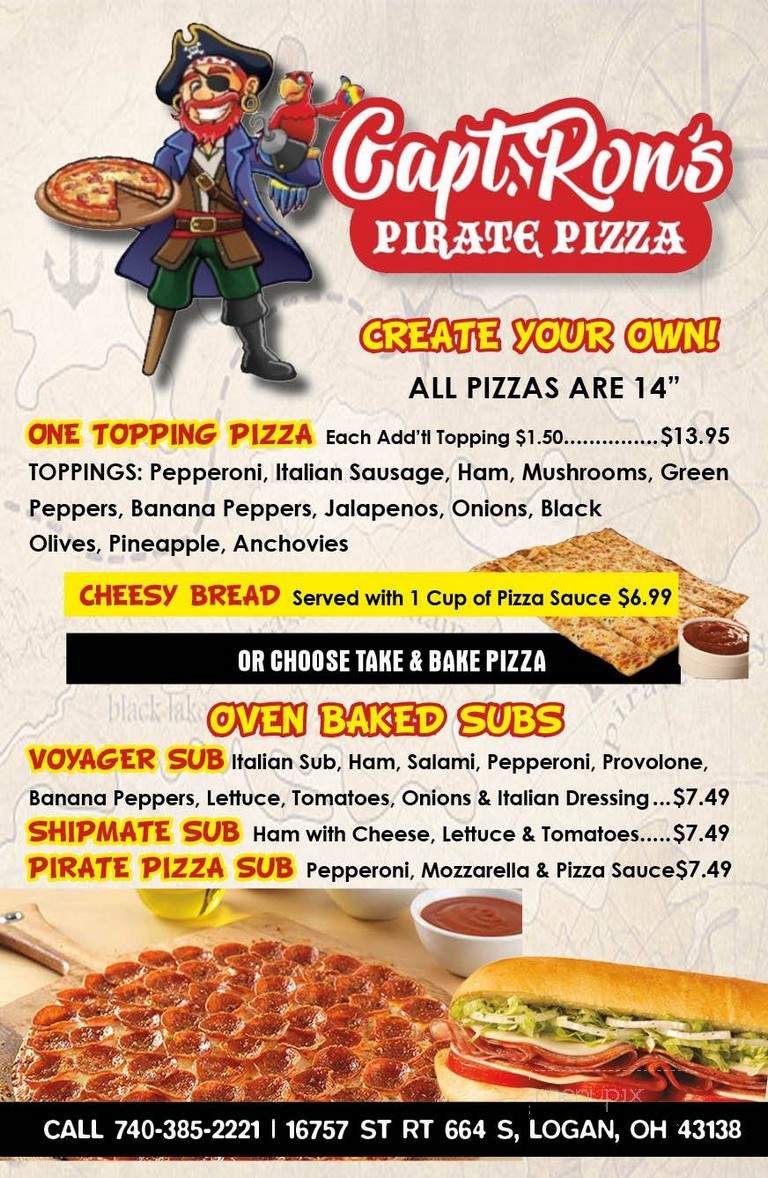 Captain Ron's Pirate Pizza - Logan, OH menu_pic