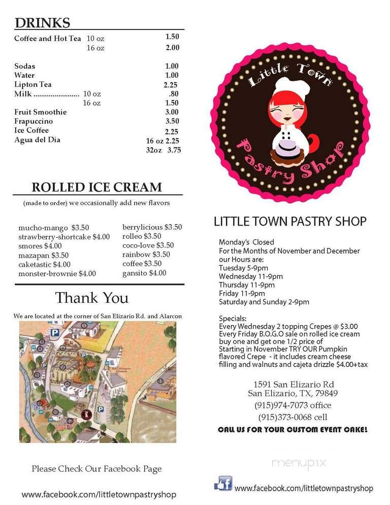 Little Town Pastry Shop - San Elizario, TX menu_pic