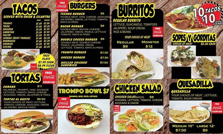 Trompo Taqueria & Burgers - Garland, TX menu_pic