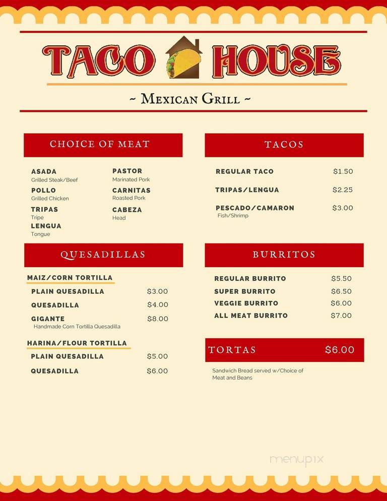 Taco House Mexican Grill - Stockton, CA menu_pic
