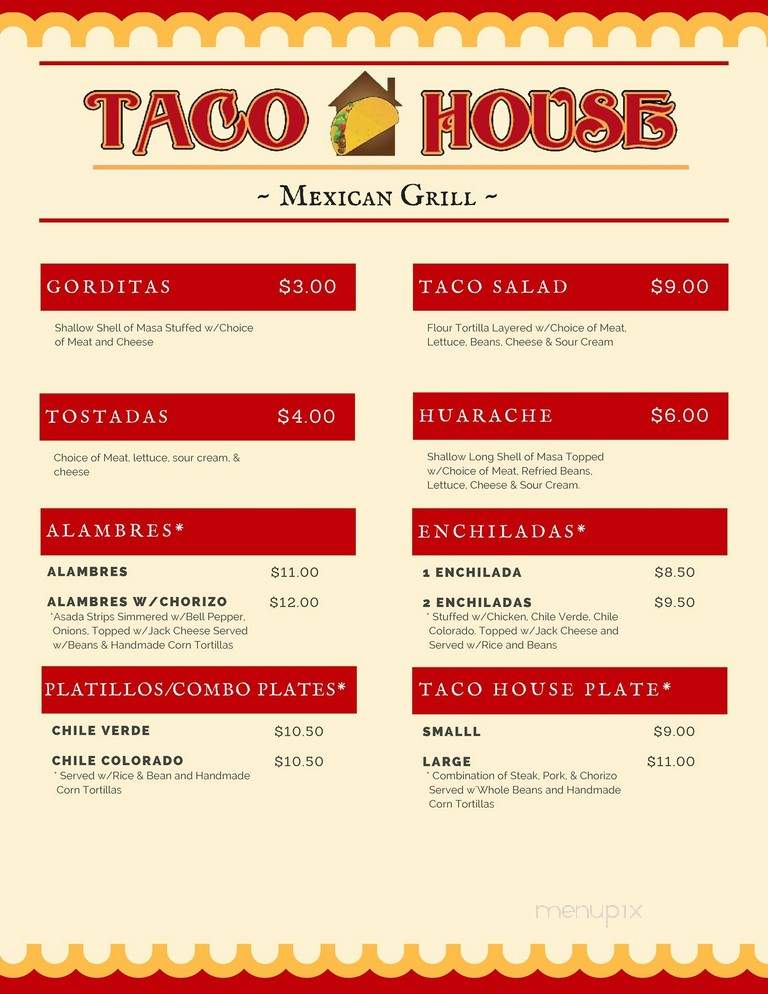 Taco House Mexican Grill - Stockton, CA menu_pic