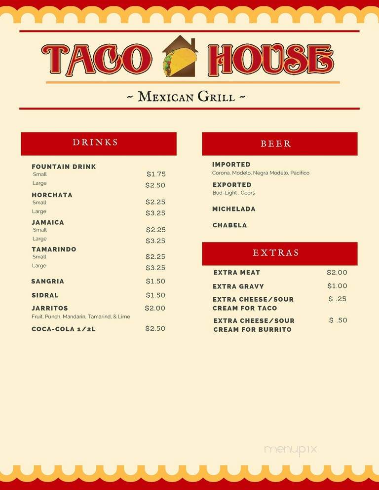 Taco House Mexican Grill - Stockton, CA menu_pic