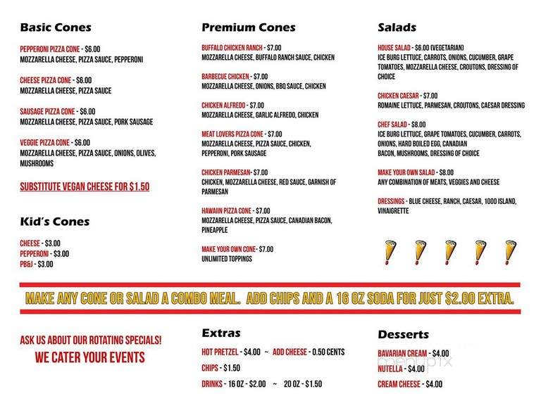 Coned! - Meridian, ID menu_pic