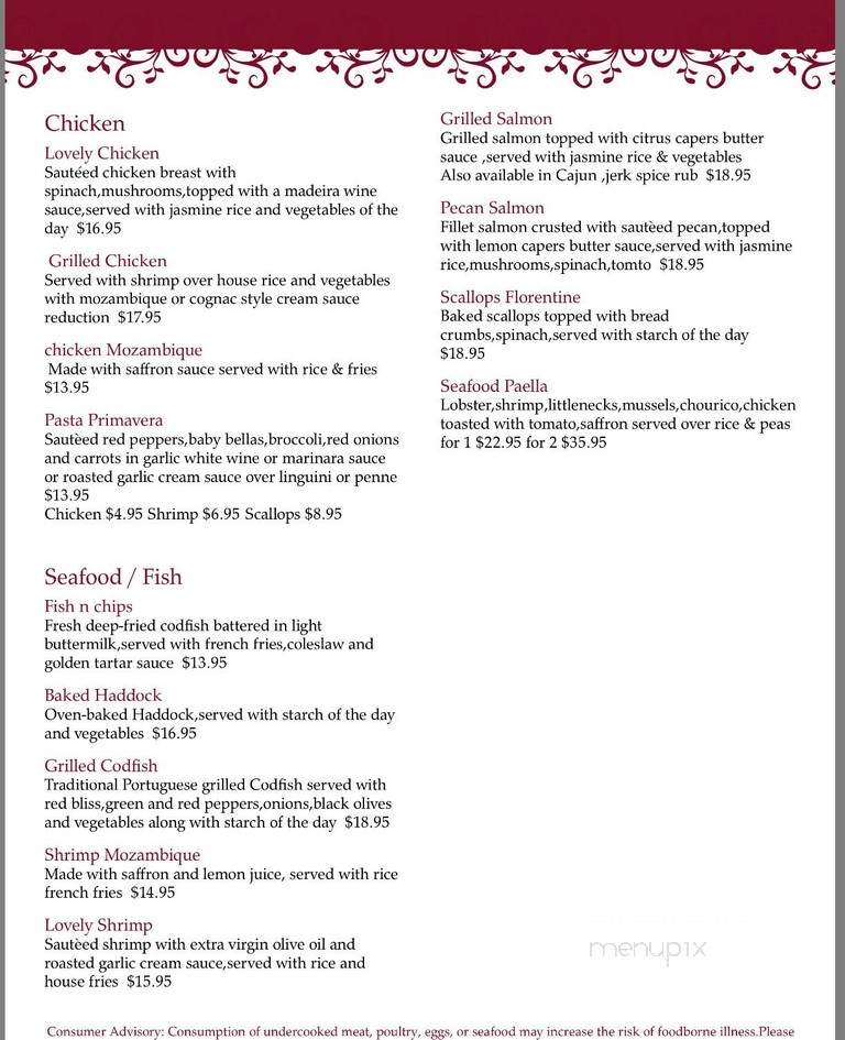 Toussaint Restaurant - New Bedford, MA menu_pic