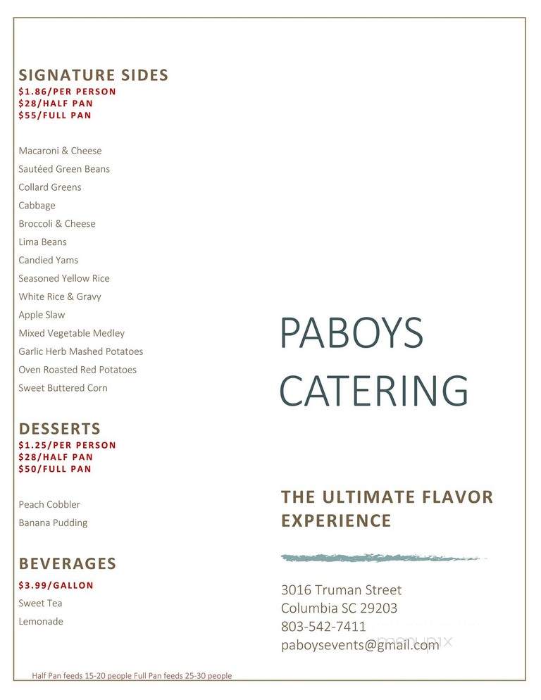 PaBoys Restaurant & Grill - Columbia, SC menu_pic