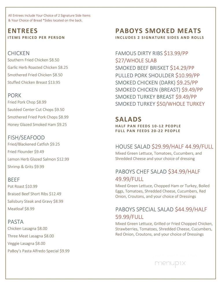 PaBoys Restaurant & Grill - Columbia, SC menu_pic