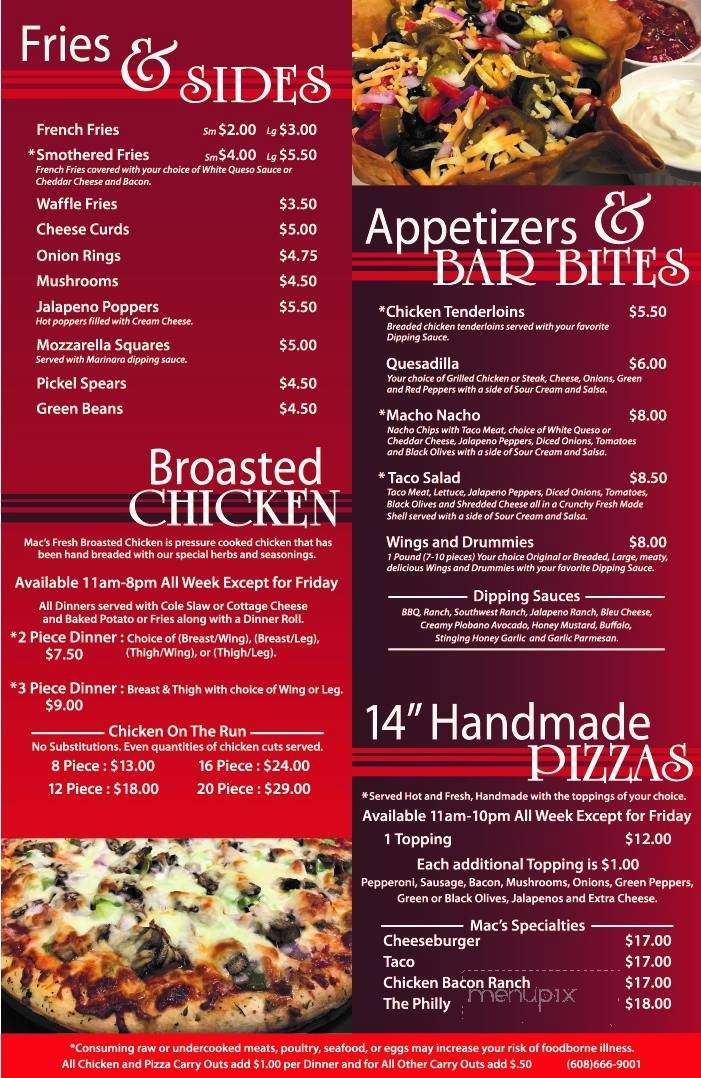 Mac's Stumble Out Pub - Lyndon Station, WI menu_pic
