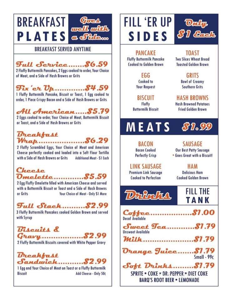 Gulf Station Cafe - Many, LA menu_pic