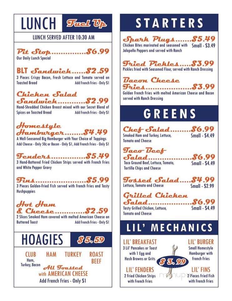 Gulf Station Cafe - Many, LA menu_pic