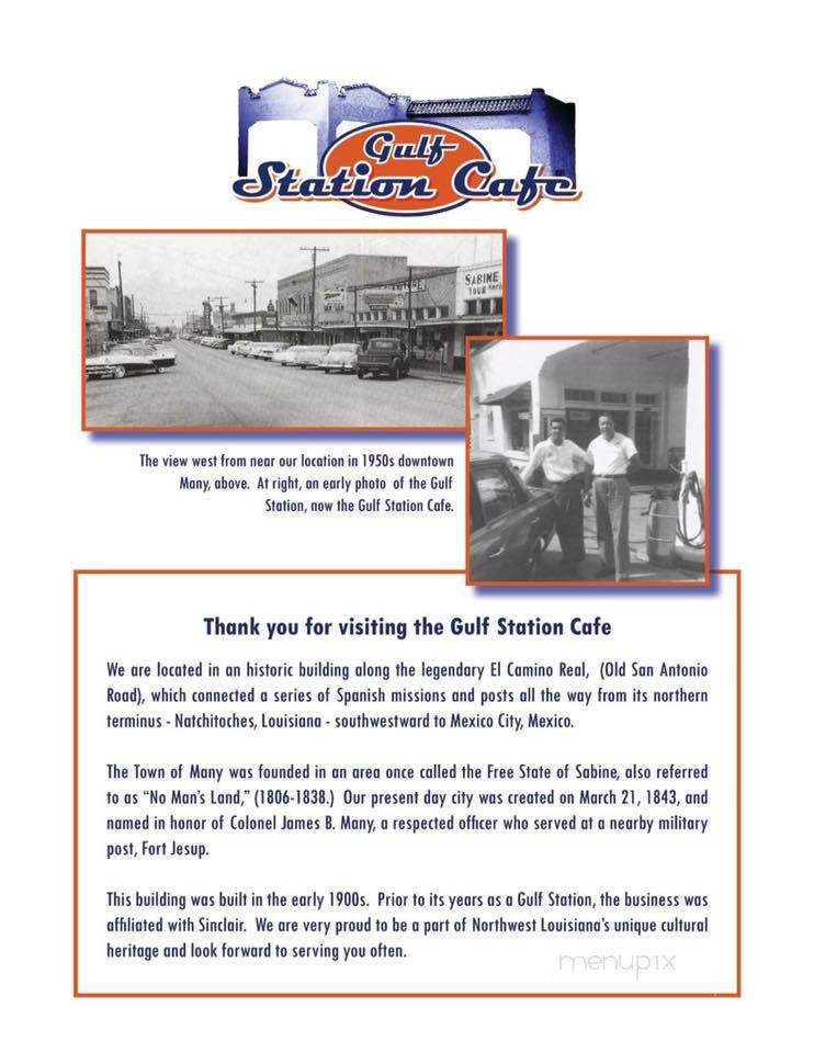 Gulf Station Cafe - Many, LA menu_pic