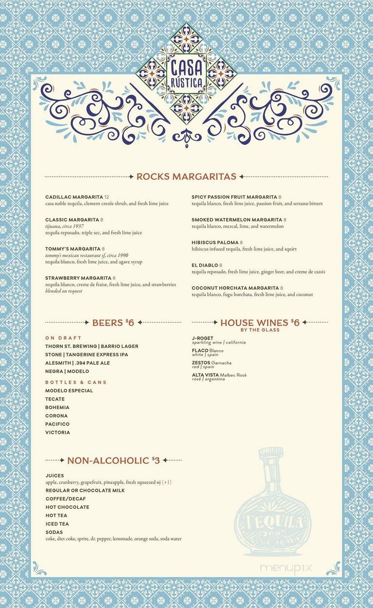 Casa Rustica - San Diego, CA menu_pic