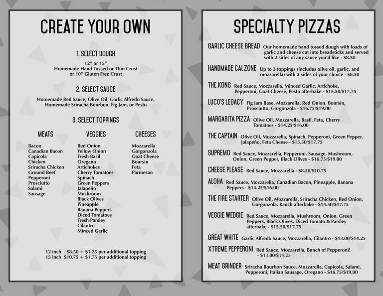 Luco's Pizza - Springfield, MO menu_pic