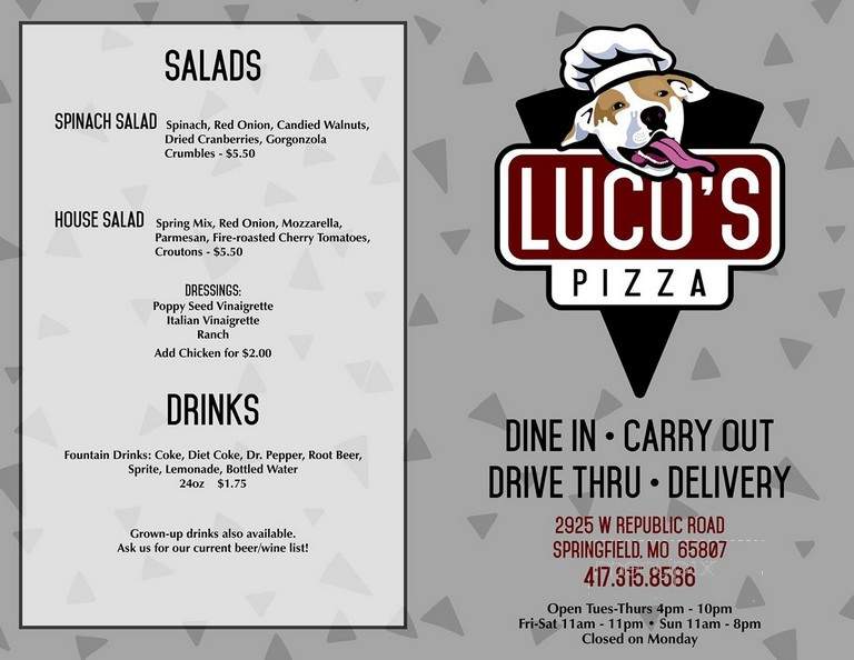 Luco's Pizza - Springfield, MO menu_pic