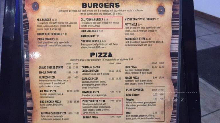 KB's Bar & Grill - Ghent, MN menu_pic