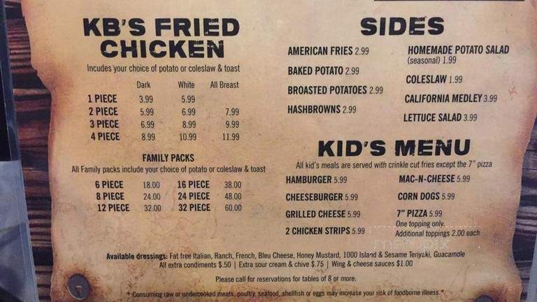KB's Bar & Grill - Ghent, MN menu_pic
