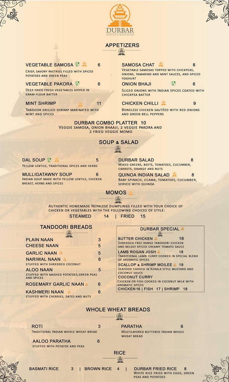 Durbar Nepalese & Indian Bistro - Golden, CO menu_pic