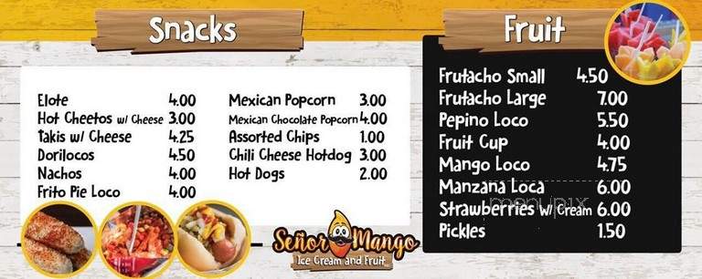 Senor Mango Ice Cream & Fruit - San Antonio, TX menu_pic