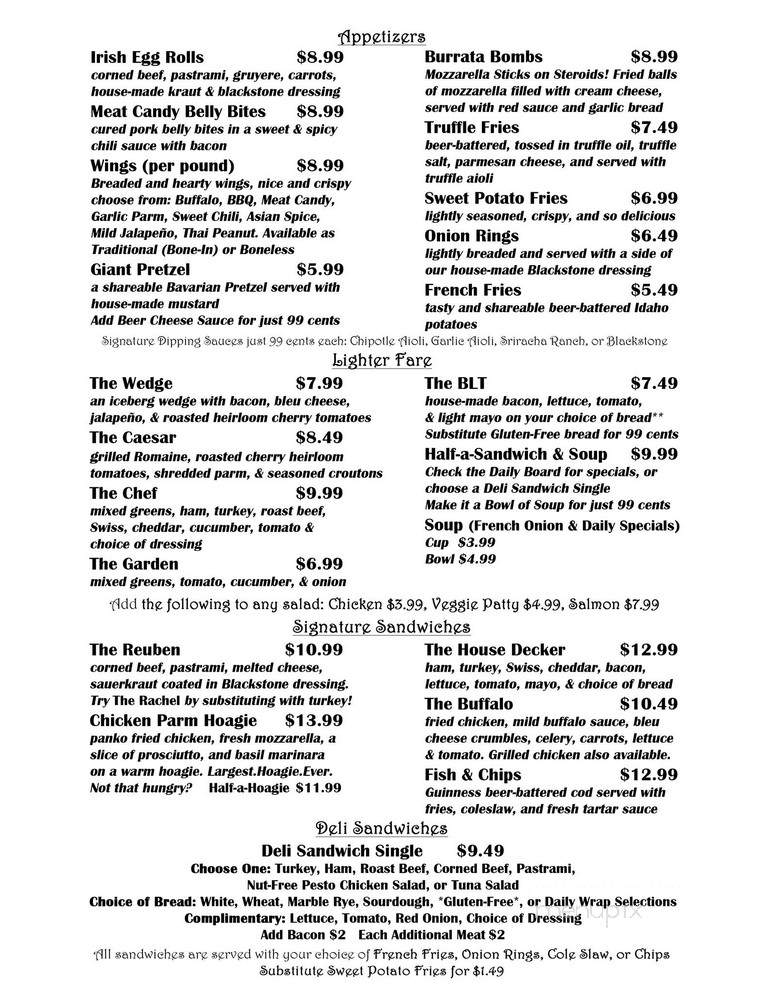 Bucks Tavern - Lake George, NY menu_pic