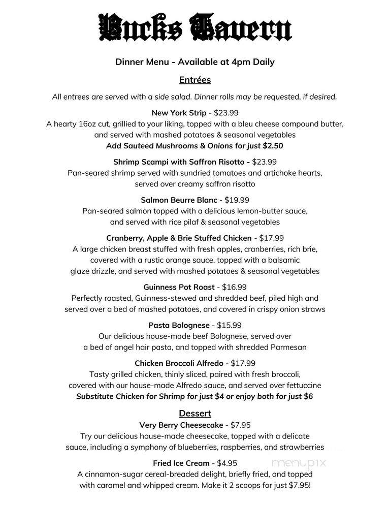 Bucks Tavern - Lake George, NY menu_pic