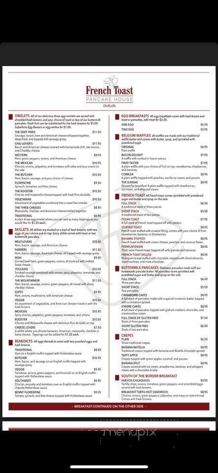 French Toast Pancake House - DeKalb, IL menu_pic