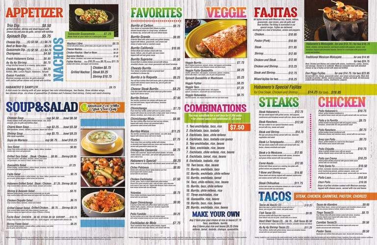 Habanero's Mexican Grill - Tamassee, SC menu_pic