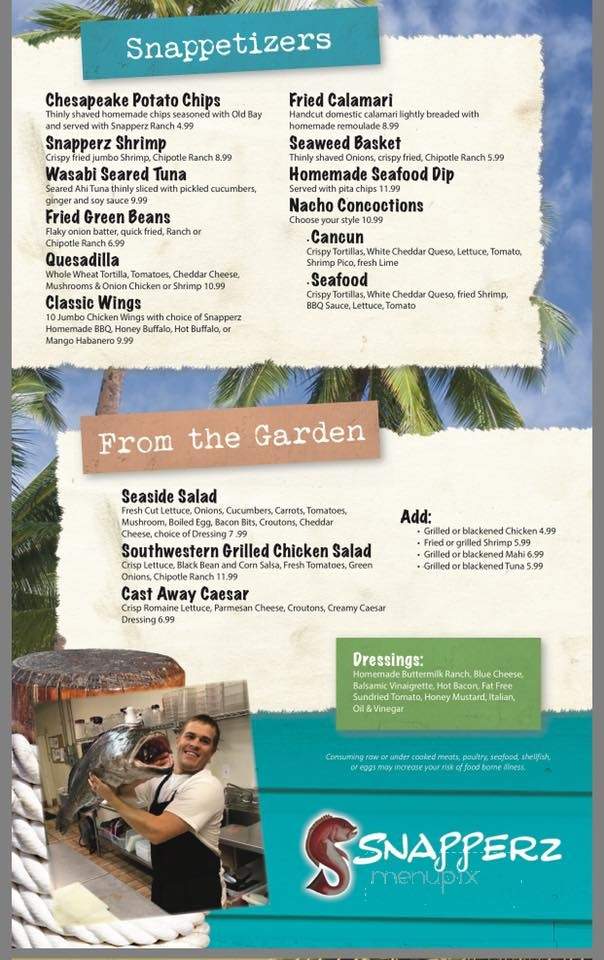 Snapperz Grill & Steam Bar of Emerald Isle - Emerald Isle, NC menu_pic