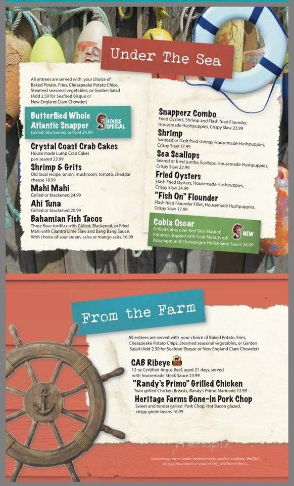 Snapperz Grill & Steam Bar of Emerald Isle - Emerald Isle, NC menu_pic