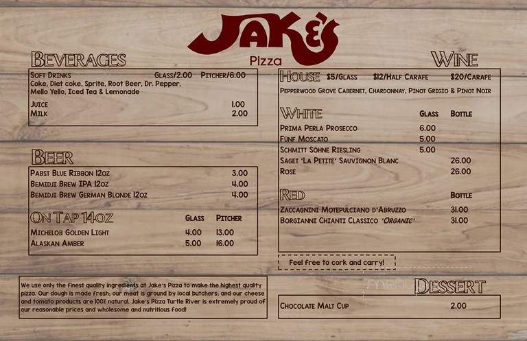 Jake's Pizza - Bemidji, MN menu_pic