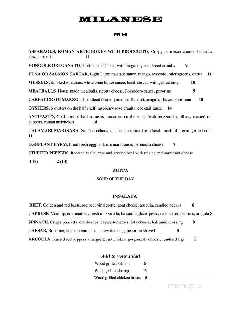Ristorante Milanese - Hyannis, MA menu_pic